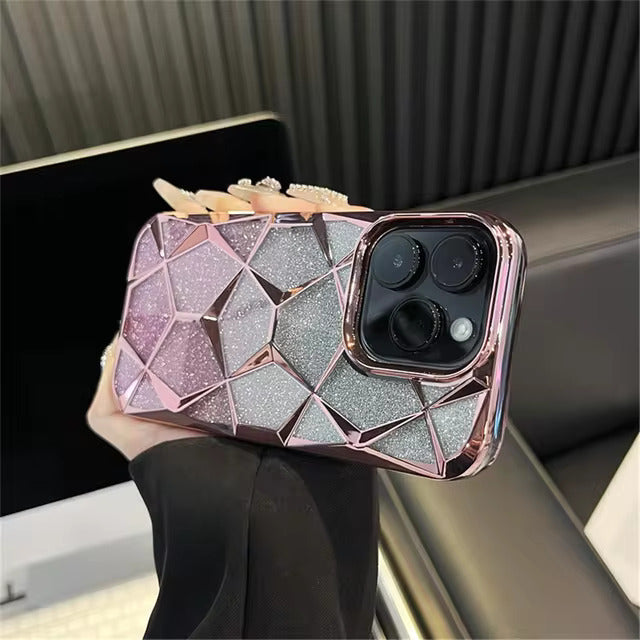 Gradient Glitter Geometrical Pattern Case - iPhone