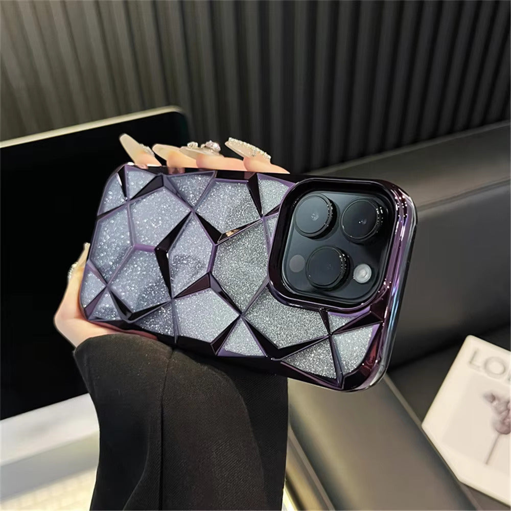 Gradient Glitter Geometrical Pattern Case - iPhone