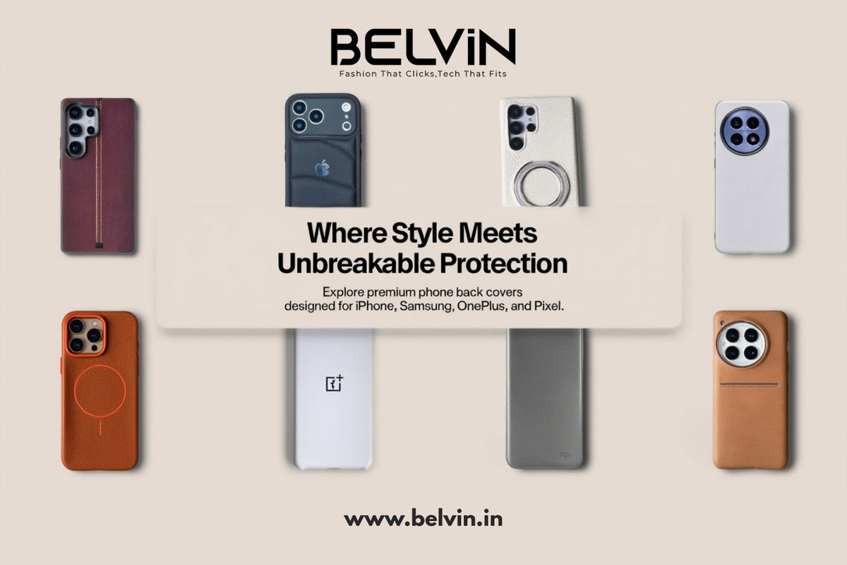 Belvin premium phone back covers for iPhone, Samsung, OnePlus and Google Pixel in multiple materials including leather, silicone and aramid fiber, India 2026
