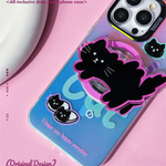 Black Cat Case With Magnetic Holder - iPhone