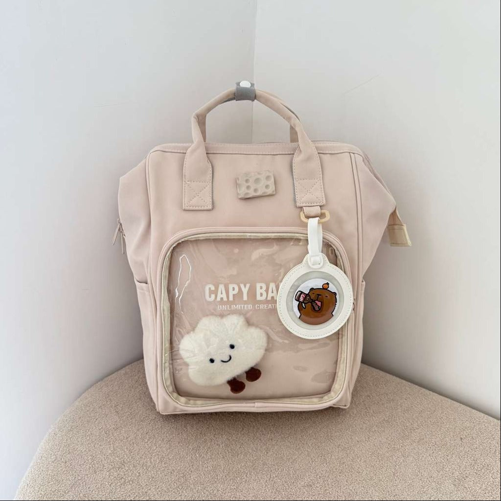 Soft Canvas Backpack for Women - Beige