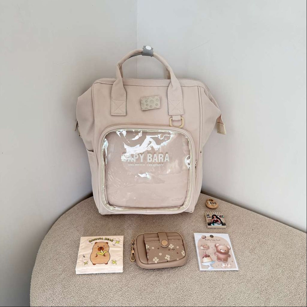 Soft Canvas Backpack for Women - Beige