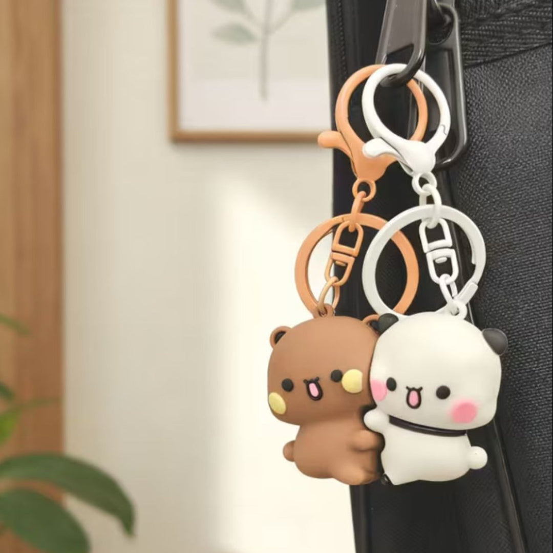 Soft Petal Elegance Bag & Magnetic Keychain Set- White Pink