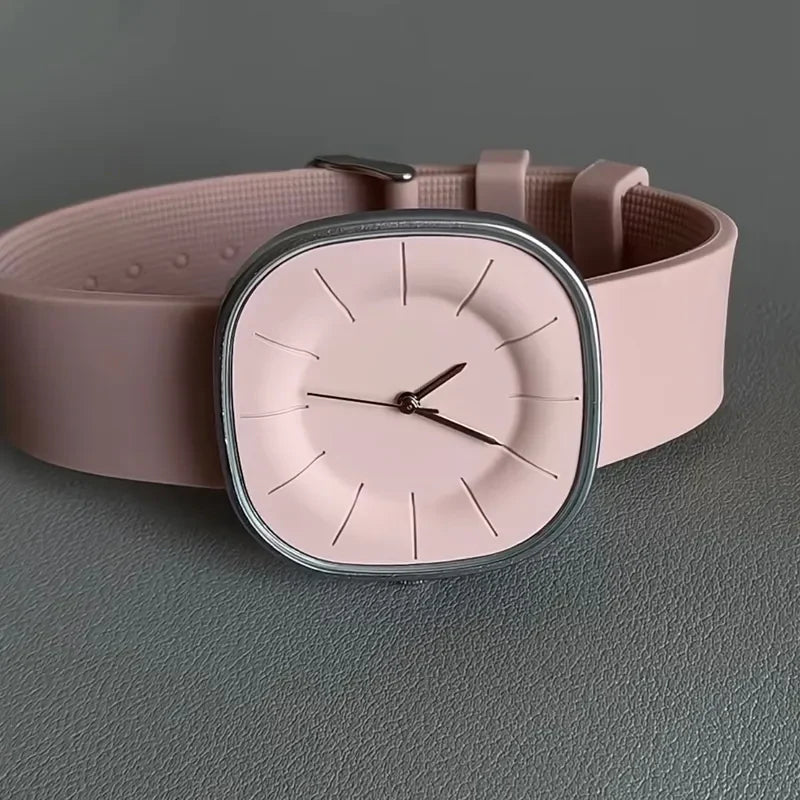 SquareFlex Silicone Strap Watch - Pink
