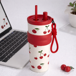 Cherry Bliss Straw Stainless Steel Tumbler