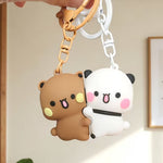 Soft Petal Elegance Bag & Magnetic Keychain Set- White Pink
