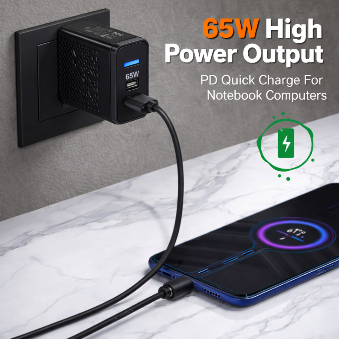 QuickVolt 65W GaN Charger Adapter - Black