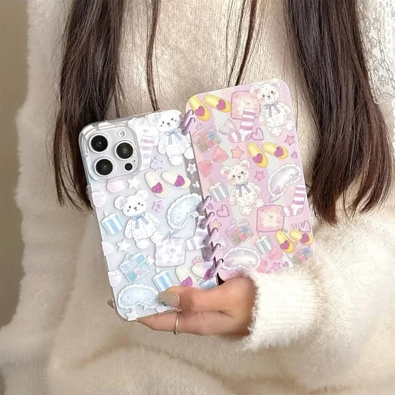 Kawaii Teddy Book Case - iPhone