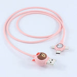 Cute Cartoon 3 in 1 Fast Charging Cable - Pink