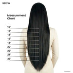 Black straight 6 pcs clip in hair extensions set by belvin designed for adding volume and length to hair