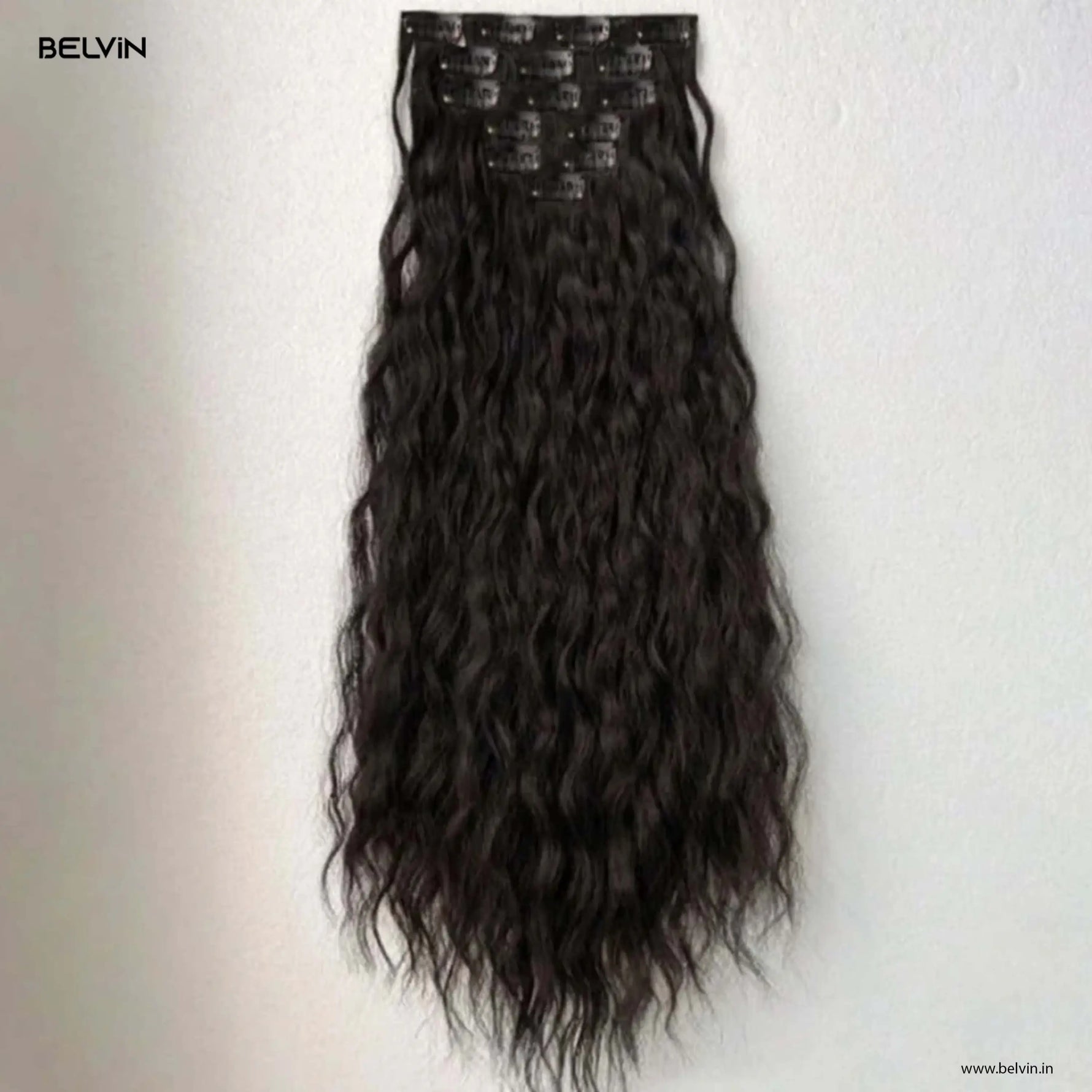 Black wavy hair extensions with clip in design from belvin 6 pcs set 16 clip in hair extensions curly