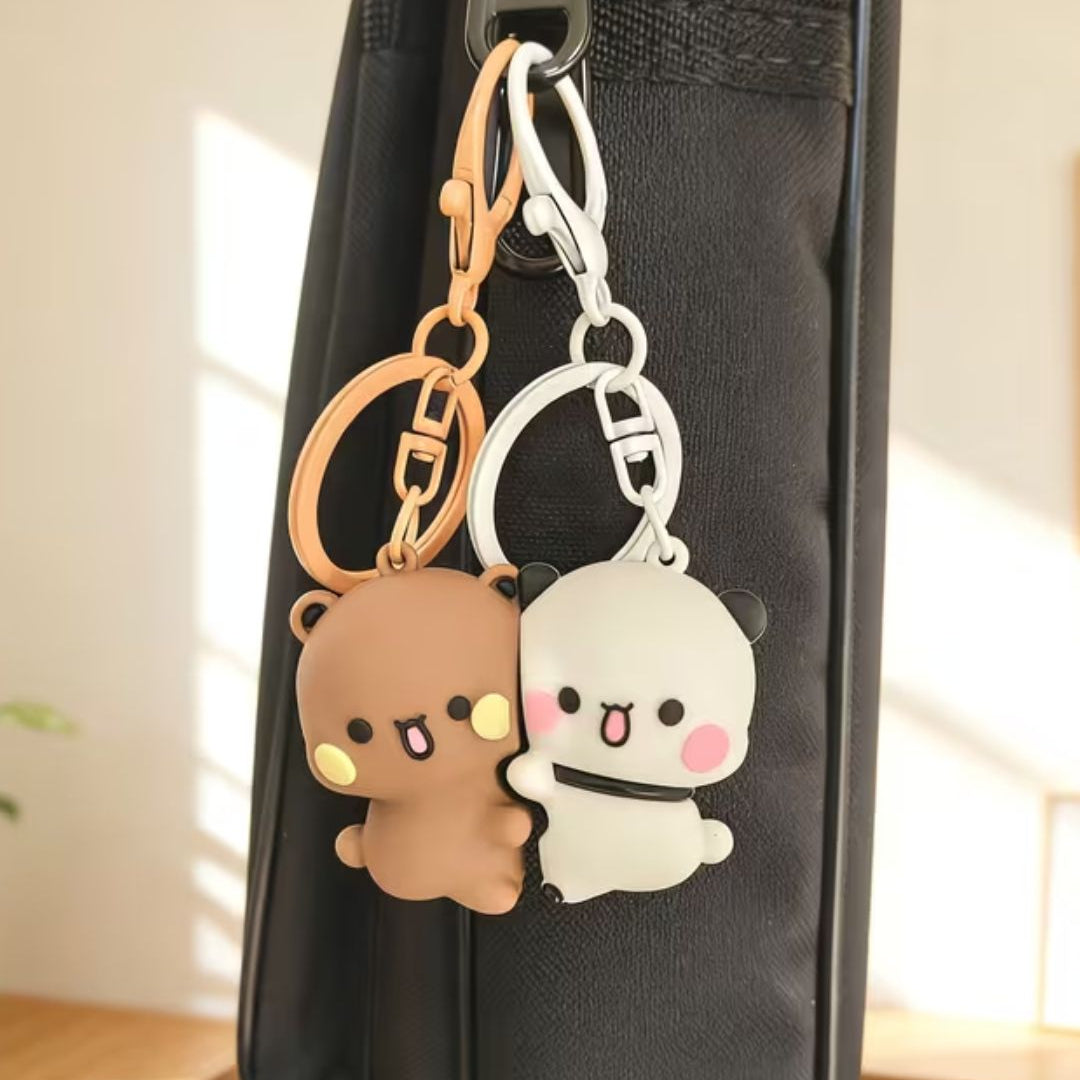 Soft Petal Elegance Bag & Magnetic Keychain Set- White Pink