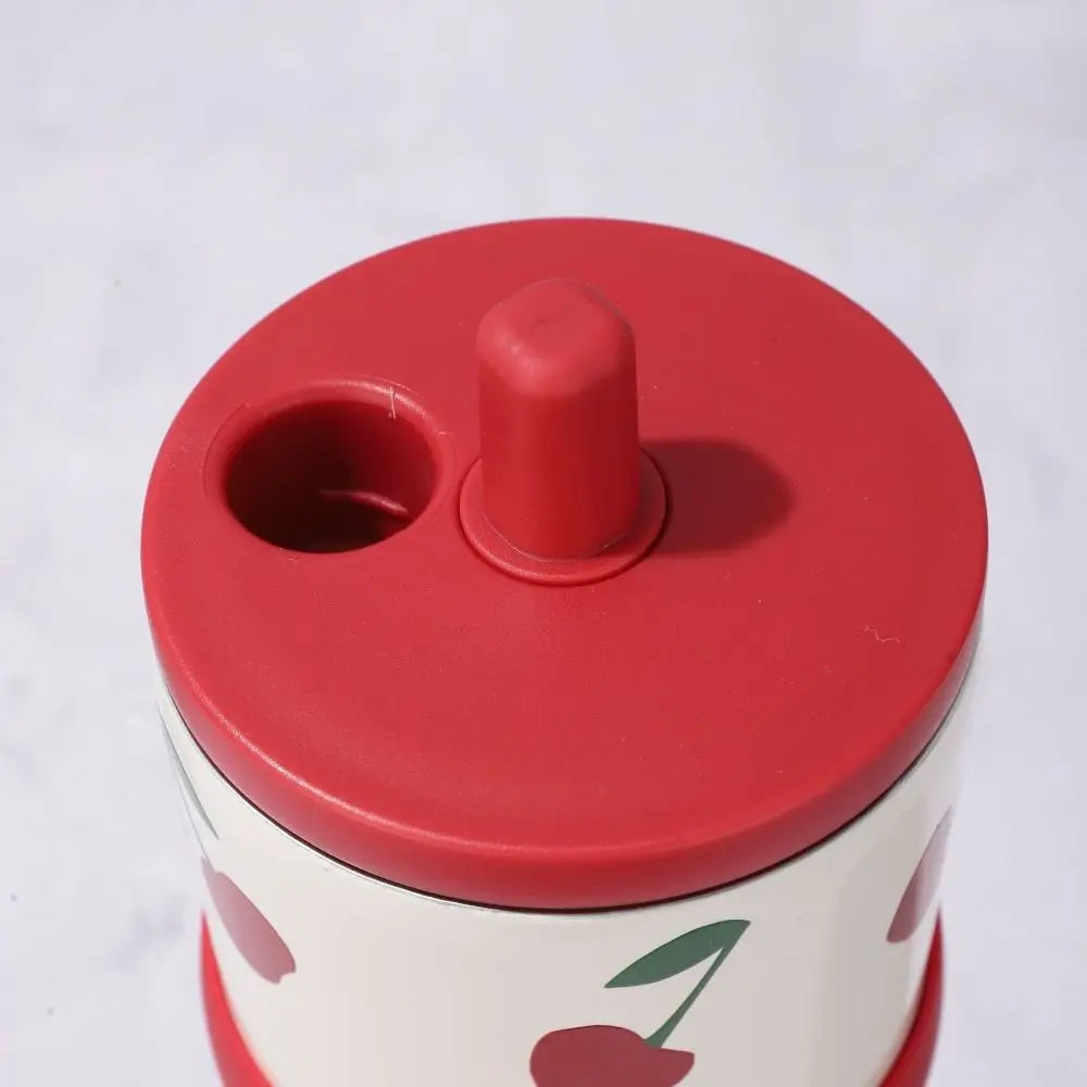 Cherry Bliss Straw Stainless Steel Tumbler