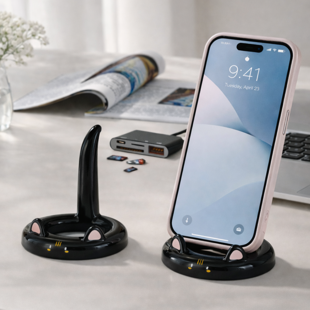 Kitty Nest Phone Stand - Black