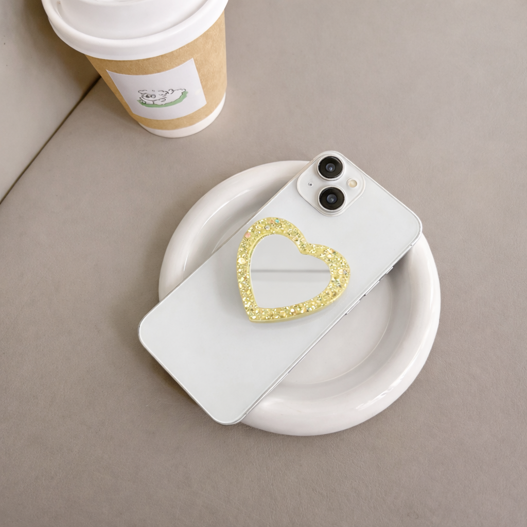 Mirror Heart Phone Grip Holder - Yellow