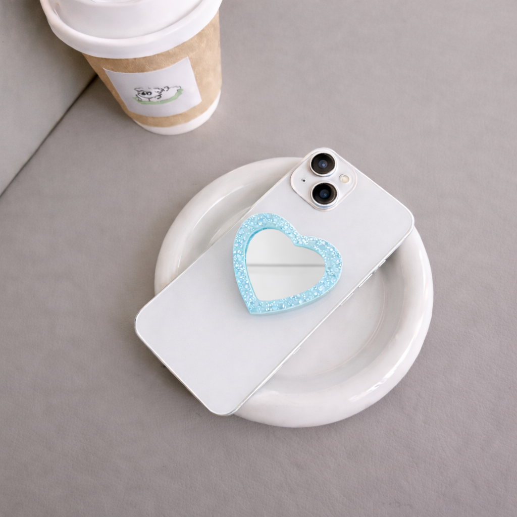 Mirror Heart Phone Grip Holder - Blue