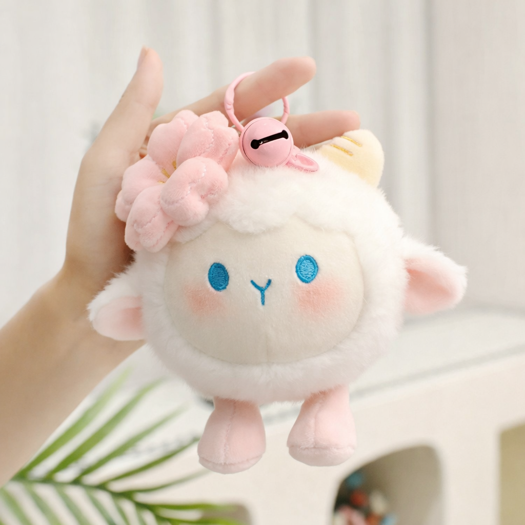 Soft Petal Elegance Bag & Blush Keychain Set - Pink