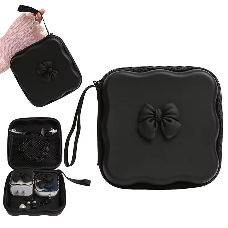 Bow Knot Mini Storage Bag - Black