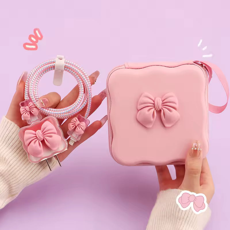 Bow Knot Mini Storage Bag - Pink