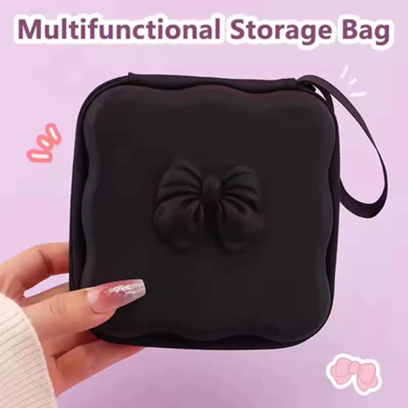 Bow Knot Mini Storage Bag - Black