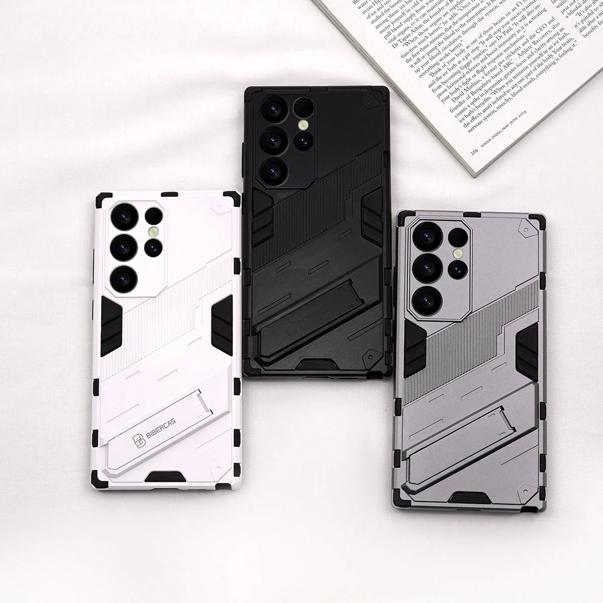 Elegant Hard Armor Invisible Bracket Phone Case