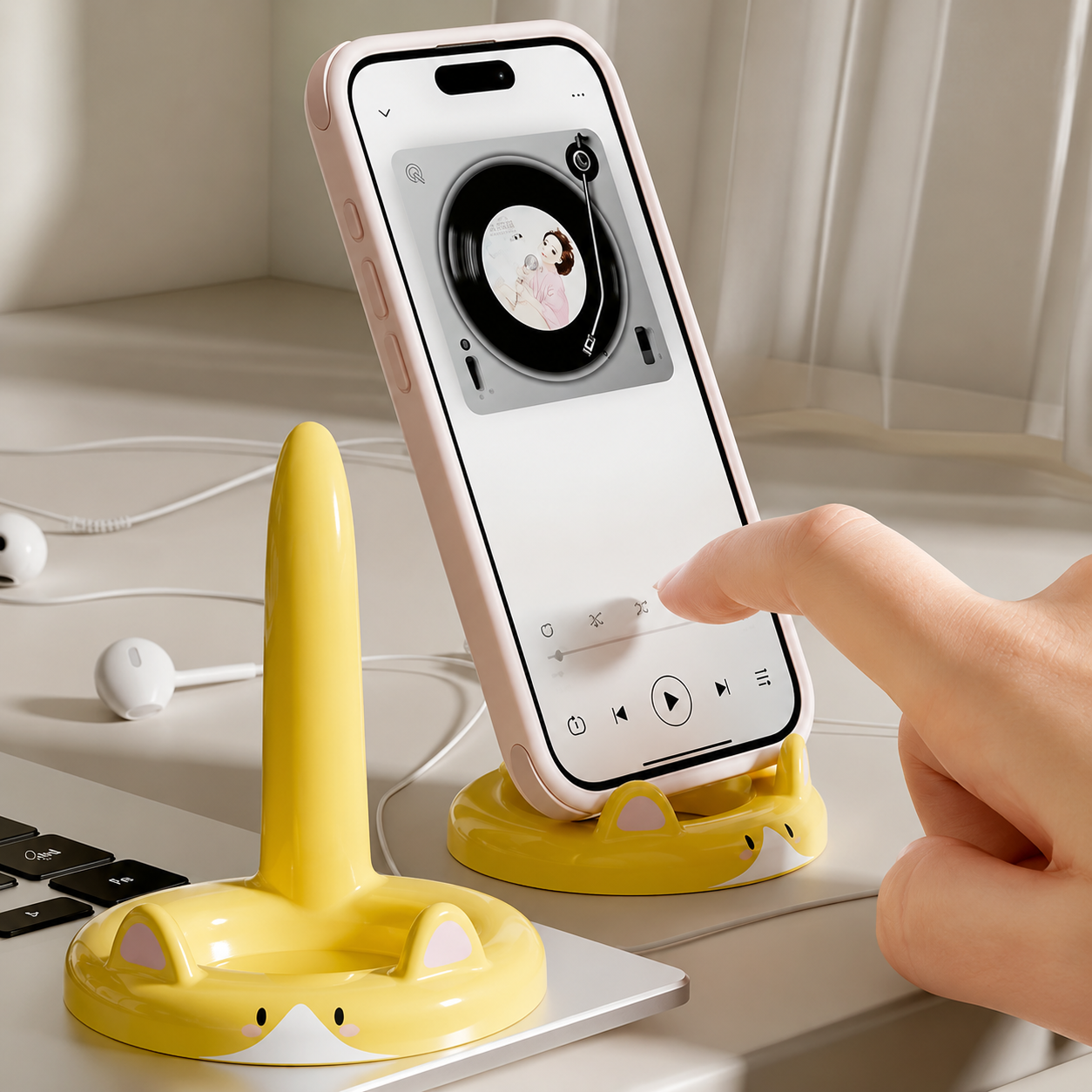 Kitty Nest Phone Stand - Yellow