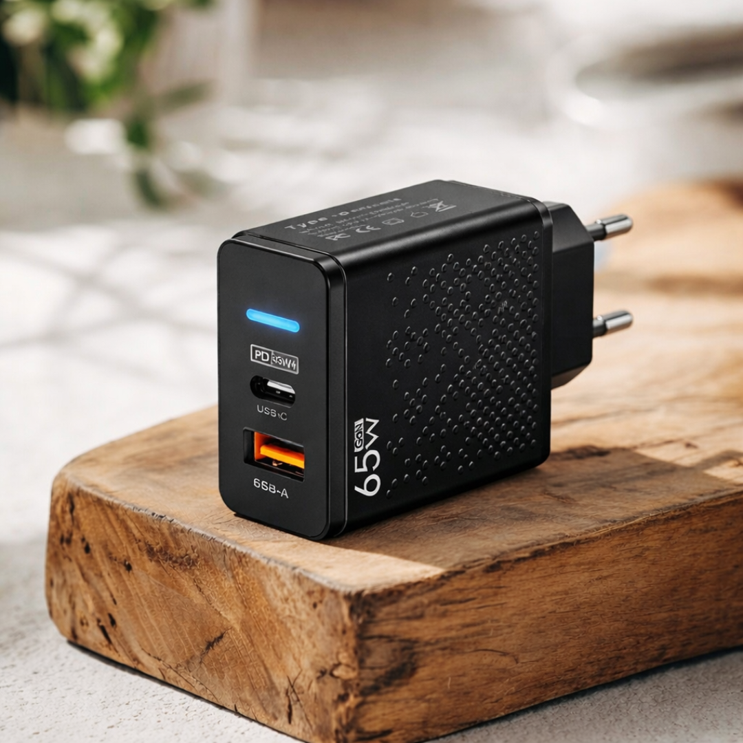 QuickVolt 65W GaN Charger Adapter - Black