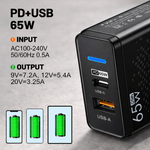 QuickVolt 65W GaN Charger Adapter - Black