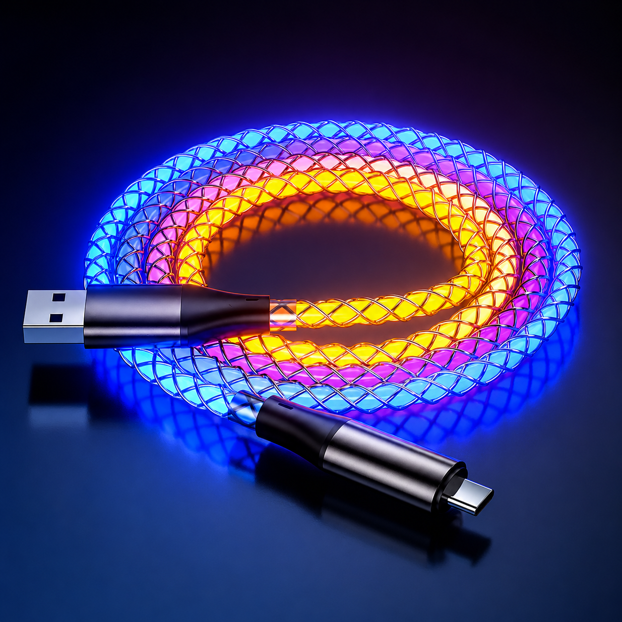 AuraCharge 66W RGB Color Change Type-C Cable
