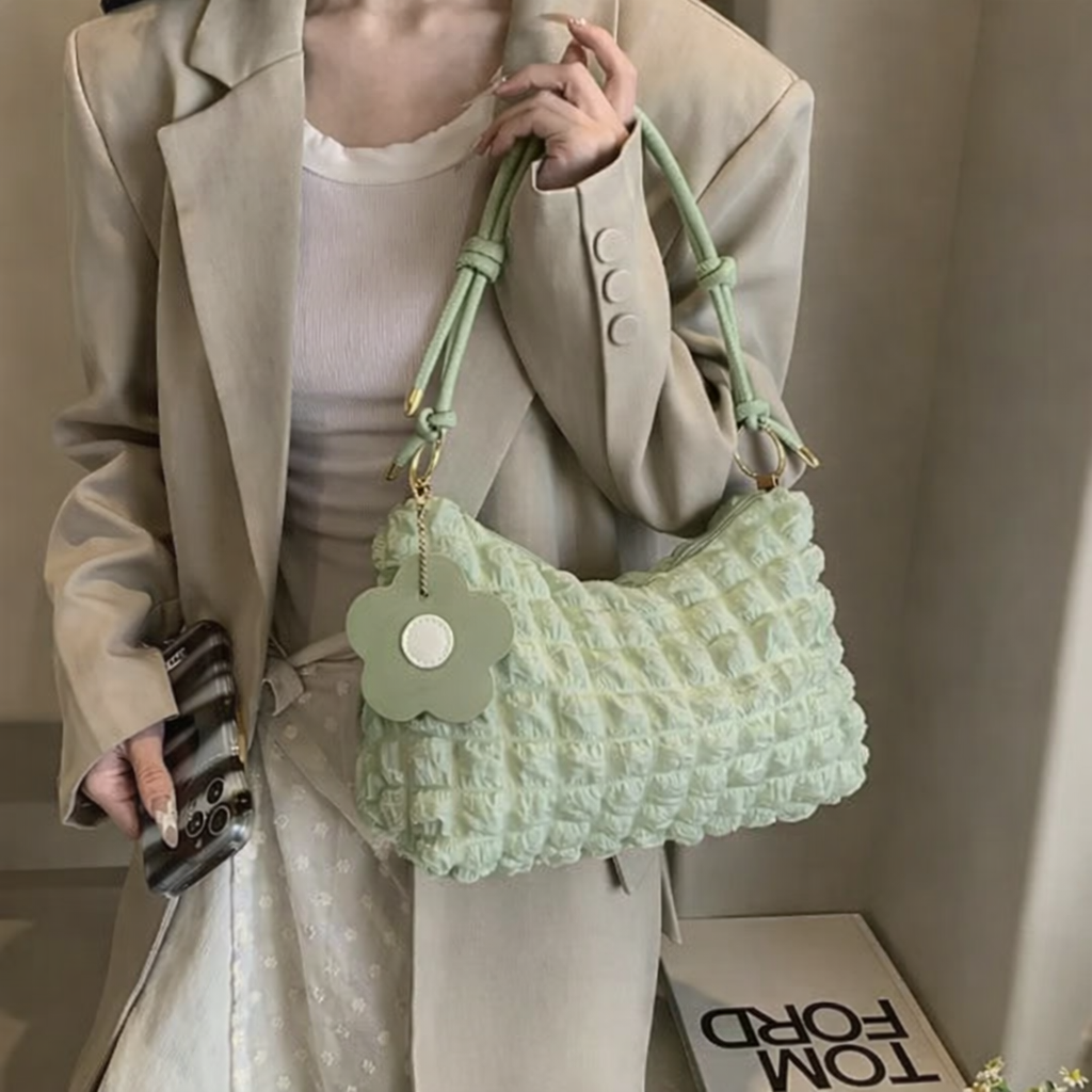 Soft Petal Elegance Bag - Green