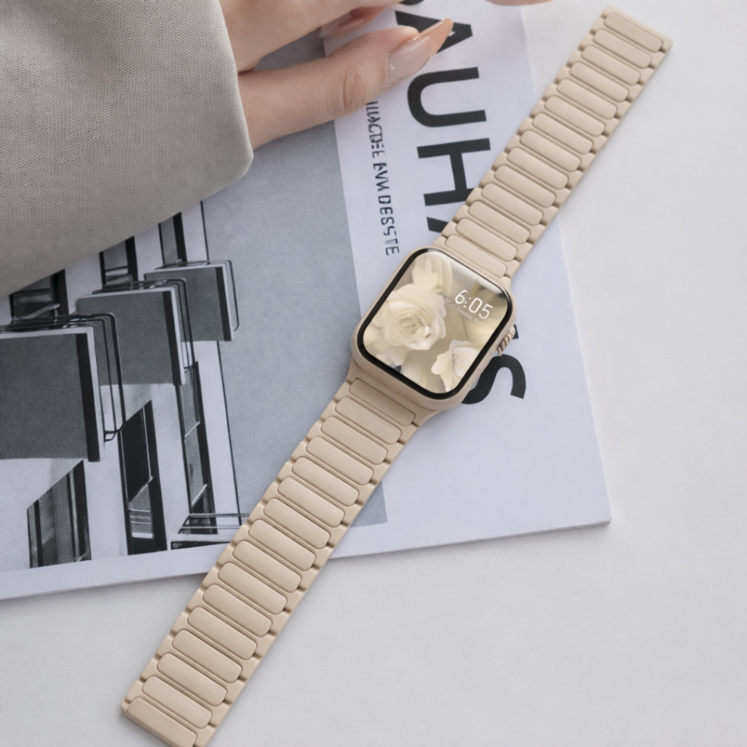 Slim Fit Silicone Apple Watch Strap - Beige