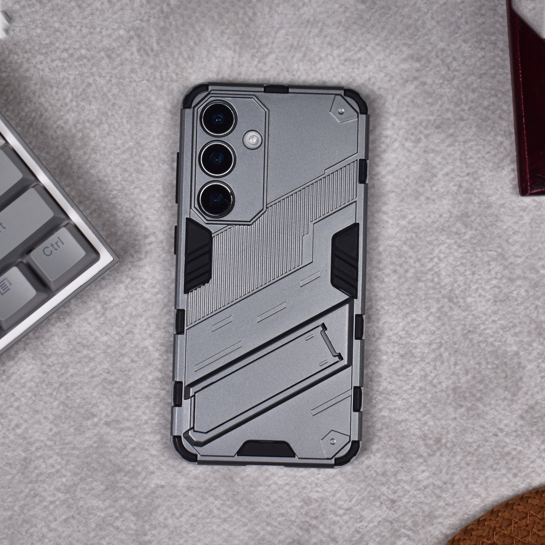 Elegant Hard Armor Invisible Bracket Phone Case