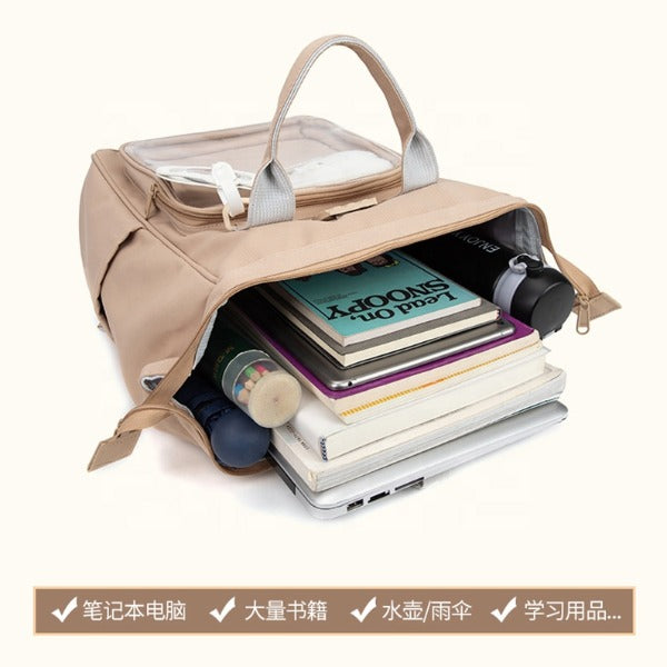 Soft Canvas Backpack for Women - Beige