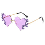 Rhinestone Heart Shape Sunglasses - Purple