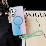 Aqua Shiny Case with Lanyard - Galaxy
