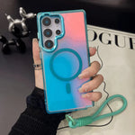 Aqua Shiny Case with Lanyard - Galaxy