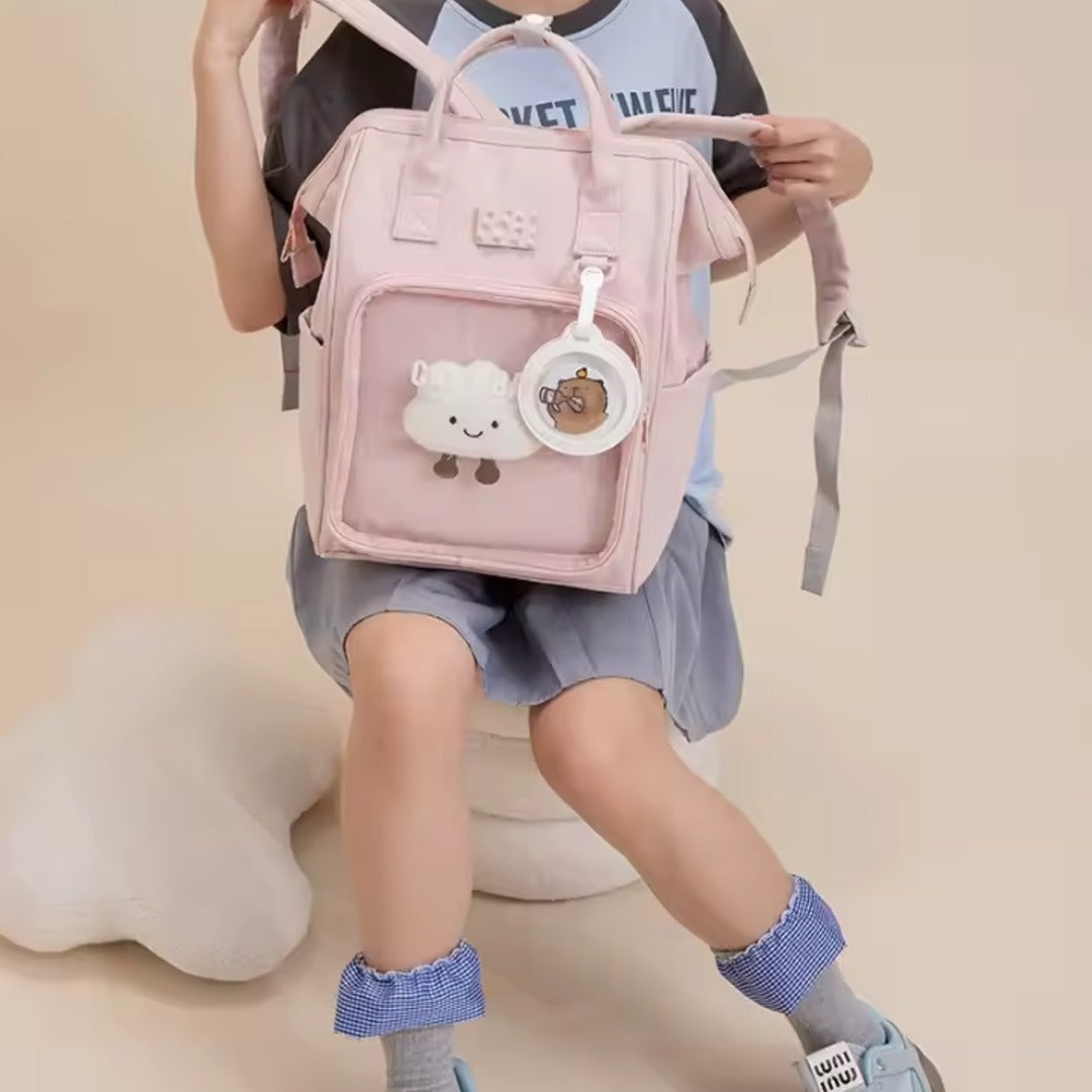 Soft Canvas Backpack for Women - Pink