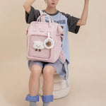 Soft Canvas Backpack for Women - Pink