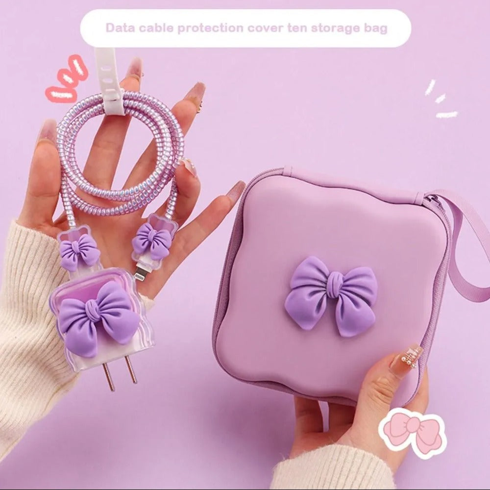 Bow Knot Mini Storage Bag - Purple