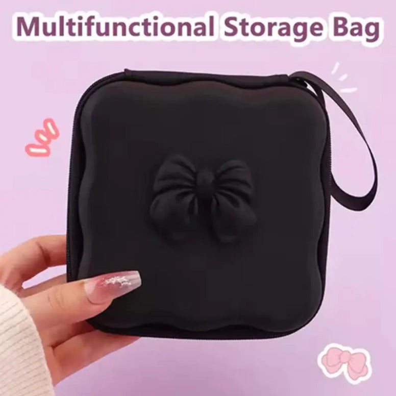 Bow Knot Mini Storage Bag - Black
