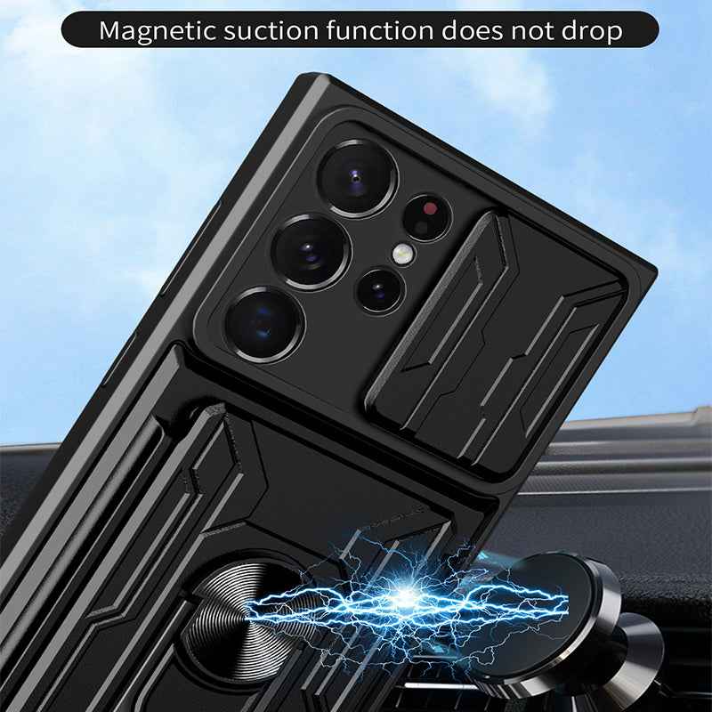 Galaxy S Series -  Slide Lens Camera Cover & Card Holder Case