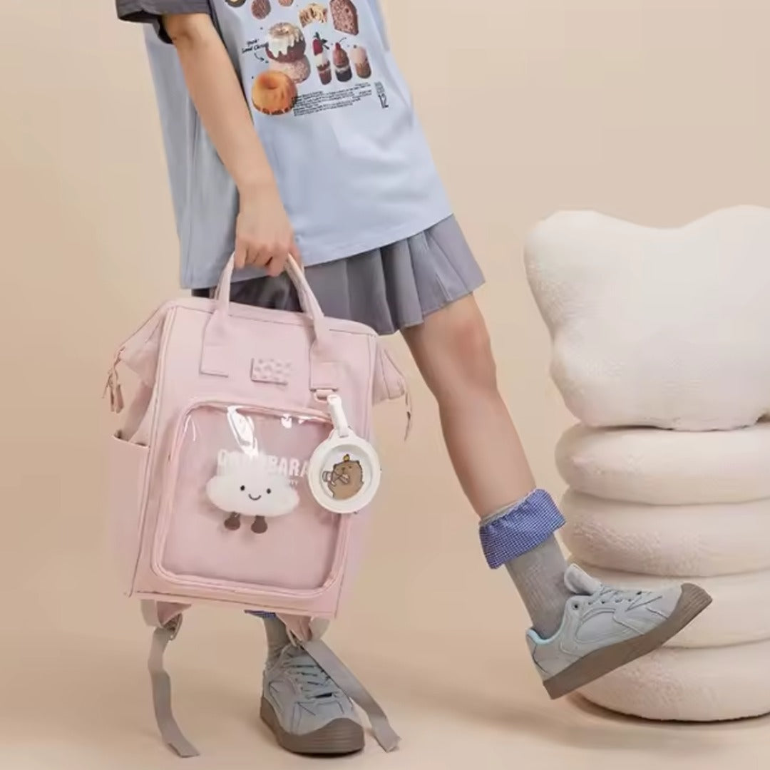 Soft Canvas Backpack for Women - Pink