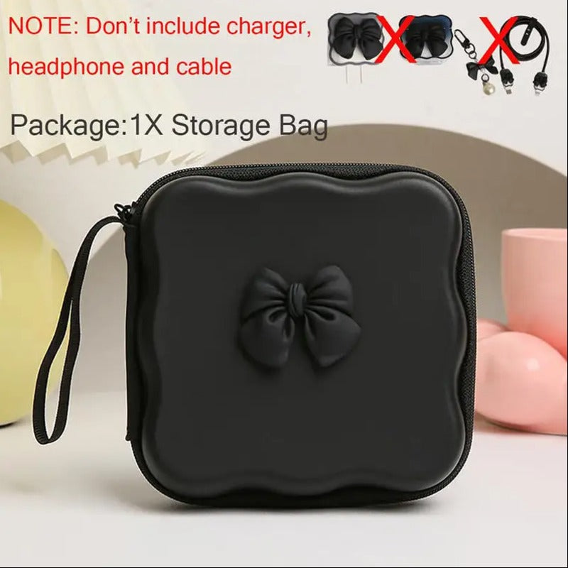 Bow Knot Mini Storage Bag - Black