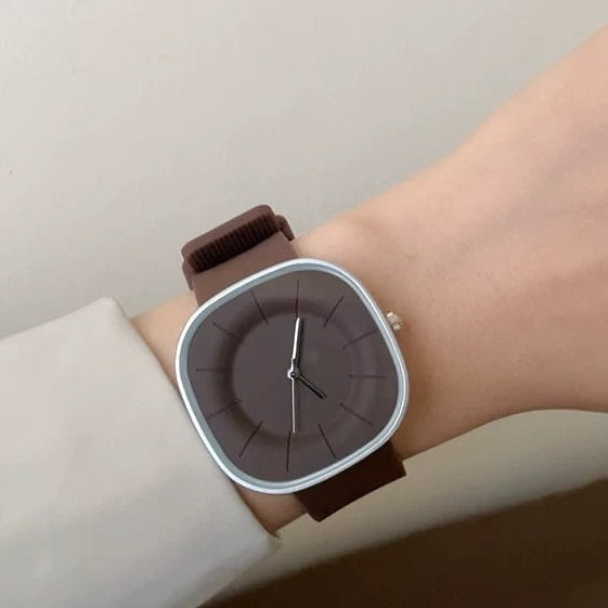 SquareFlex Silicone Strap Watch - Brown