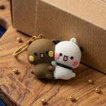 Soft Petal Elegance Bag & Magnetic Keychain Set- White Pink