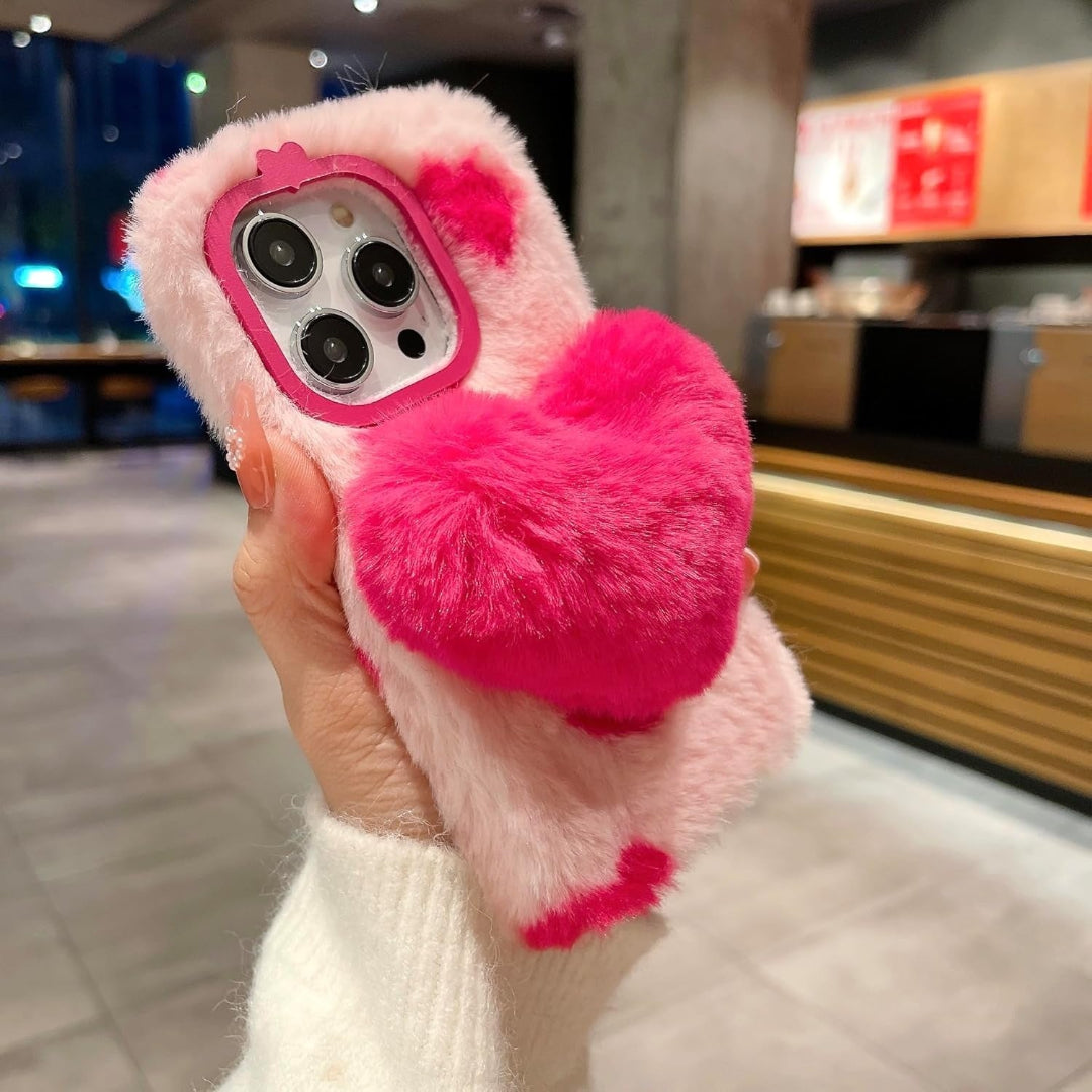 Soft Heart Plush Case - iPhone