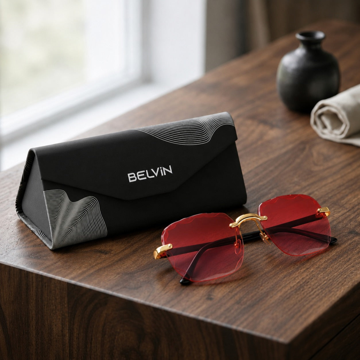PrismFold Case With Sunglasses- Black Silver