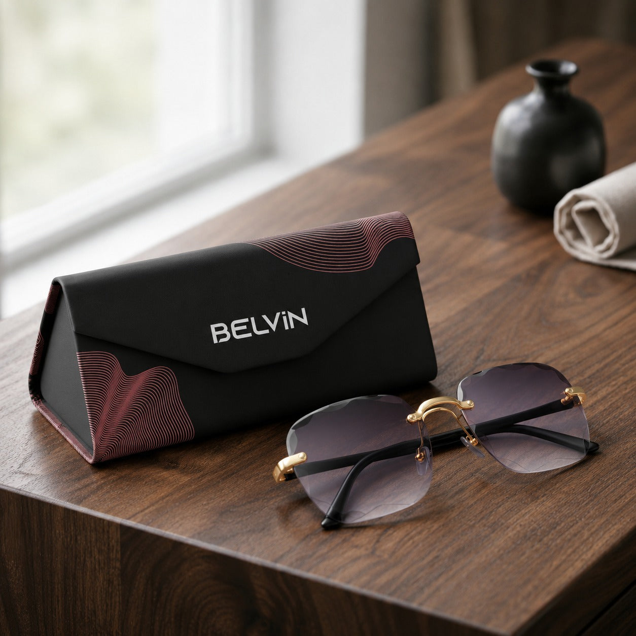 PrismFold Case With Sunglasses - Black Red