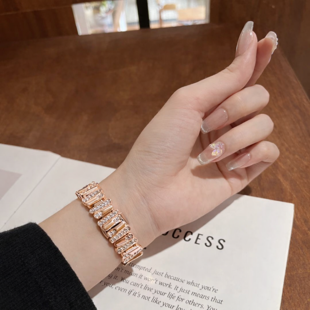 Diamond Glow Metallic Strap - Rose Gold
