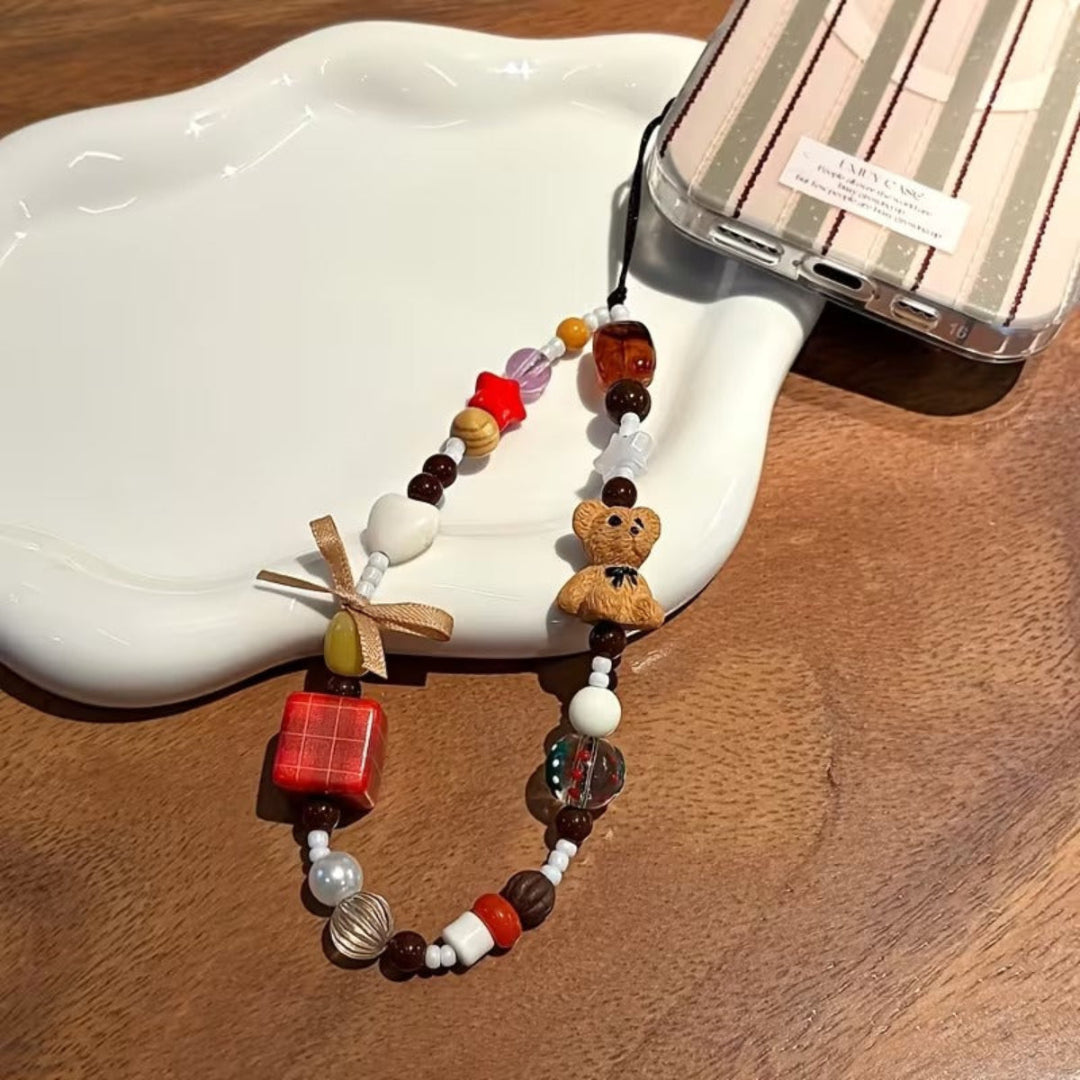 Sweet Teddy Beaded Phone charm